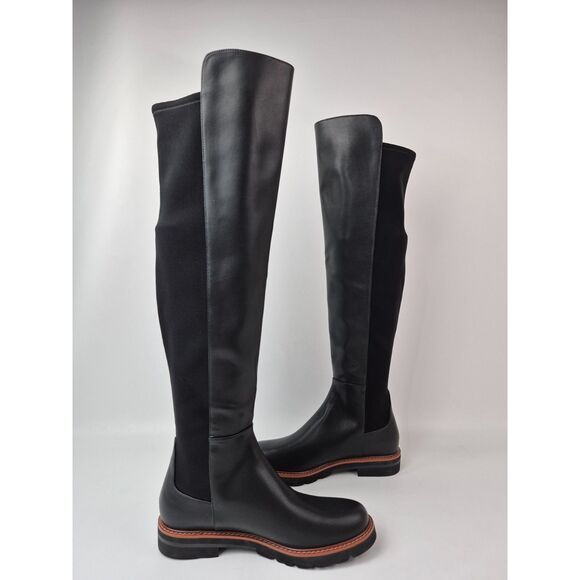 Stuart Weitzman Women's Black Adrina City Over the Knee Leather Boots Size 8 B - Picture 5 of 7